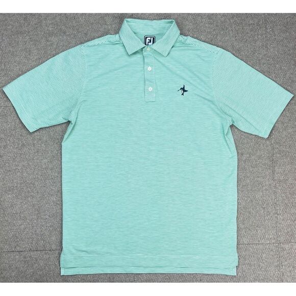 FootJoy Men's Embroidered Striped Button Up Short Sleeve Golf‎ Polo Shirt Size L - Picture 1 of 12
